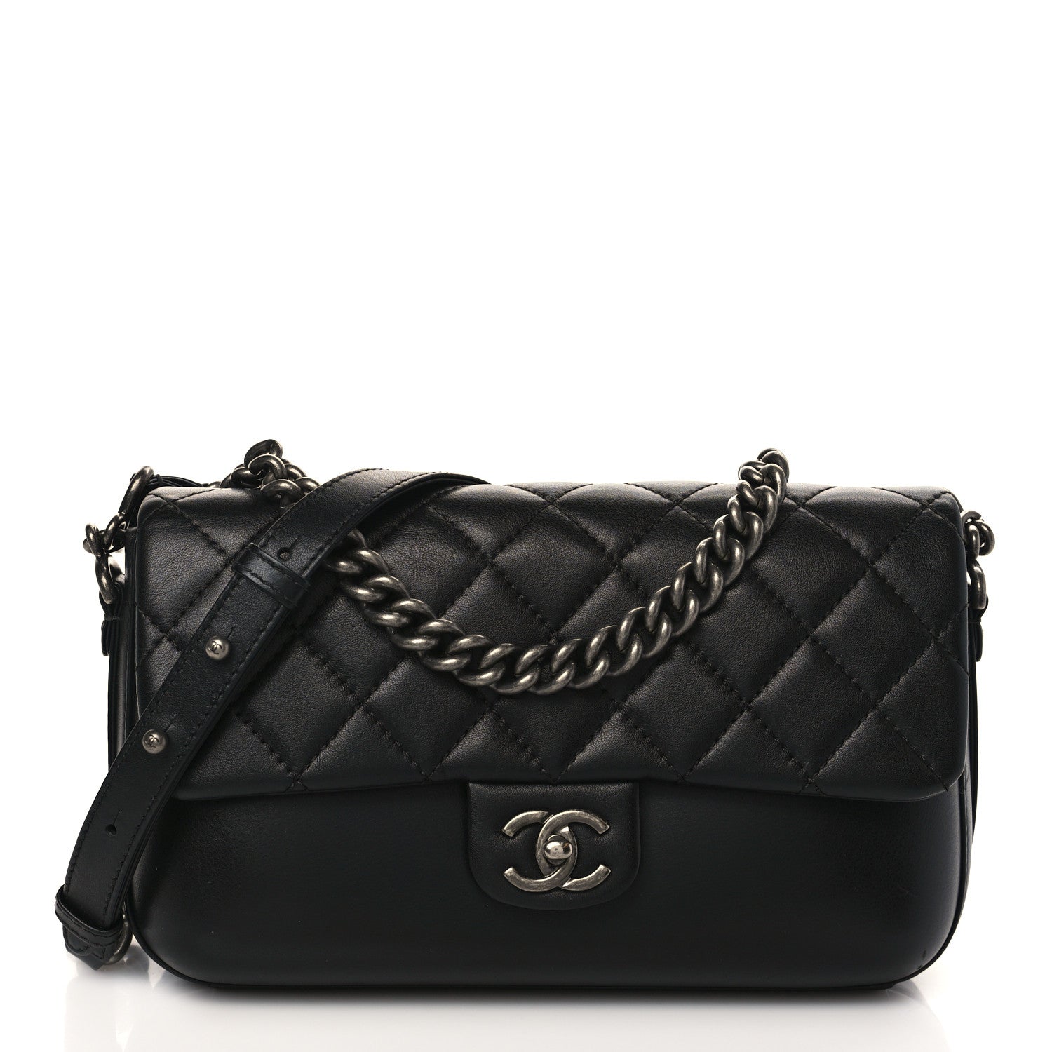 Chanel Calfskin Quilted Large Rock My Shoulder Flap Black 1 of 10