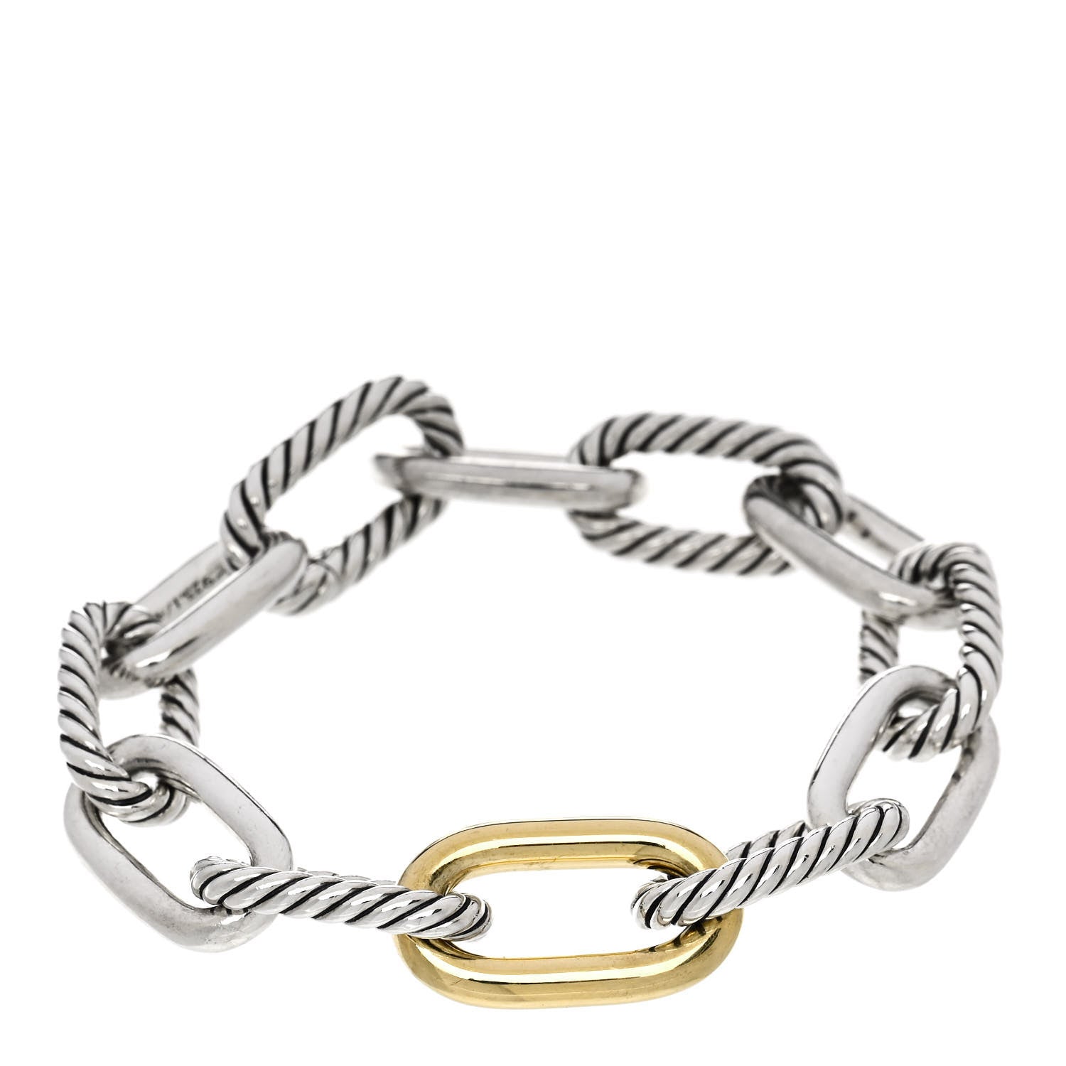 David Yurman Sterling Silver 18K Yellow Gold 11mm Madison Chain Bracelet 1 of 4