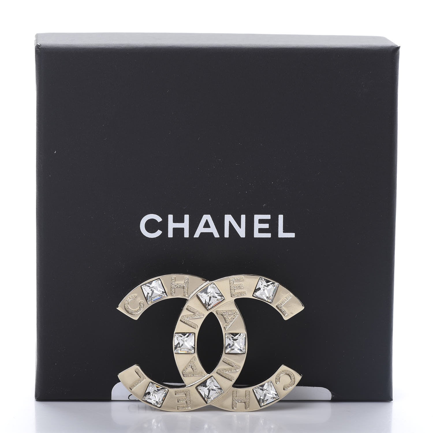 Chanel Baguette Crystal Logo CC Brooch Gold 5 of 5