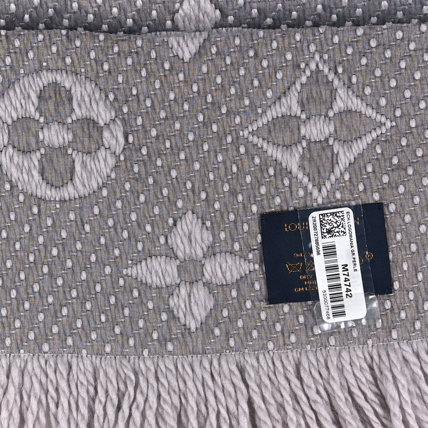 Louis Vuitton Wool Silk Logomania Scarf Pearl Grey 3 of 3
