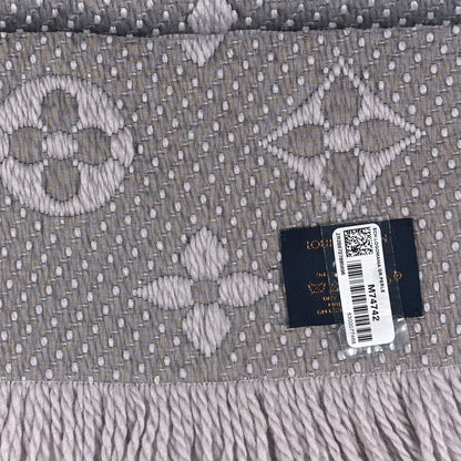 Louis Vuitton Wool Silk Logomania Scarf Pearl Grey 3 of 3