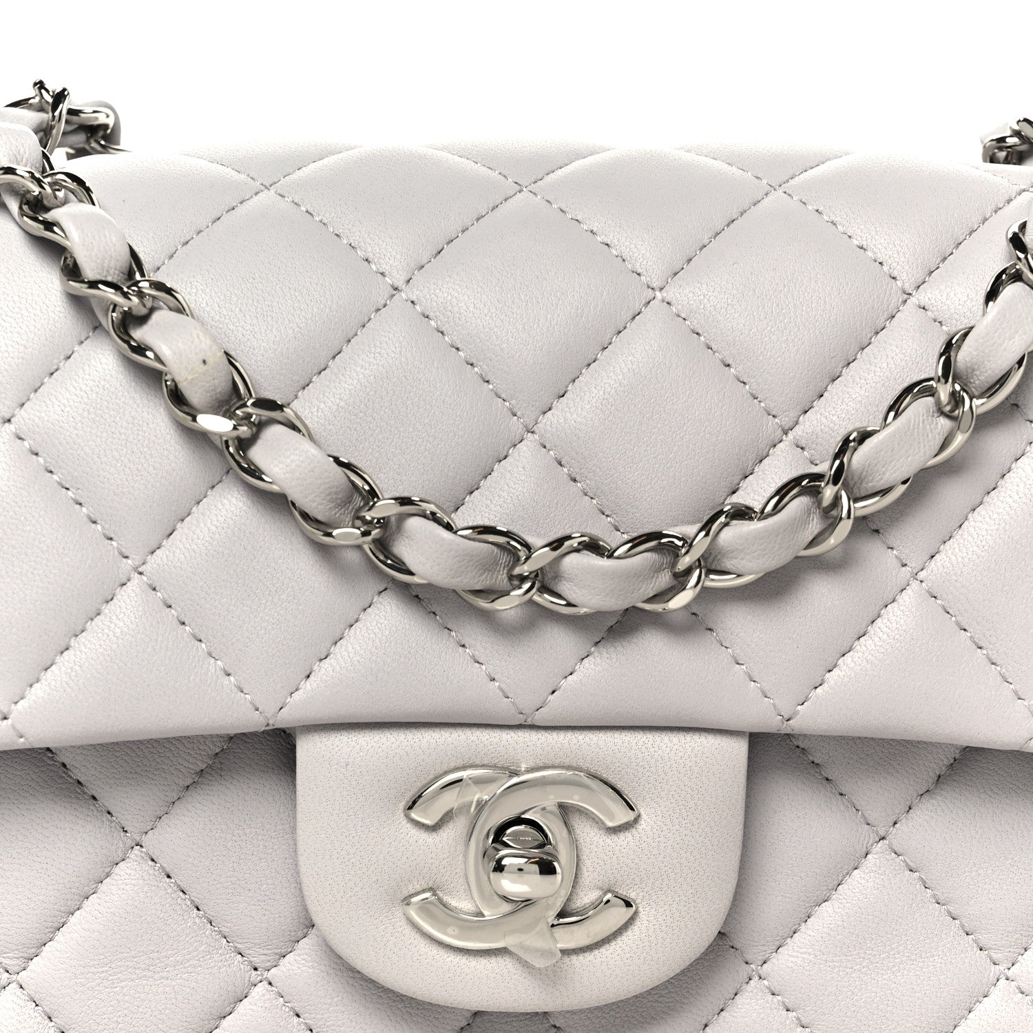 Chanel Lambskin Quilted Mini Rectangular Flap Grey 9 of 11