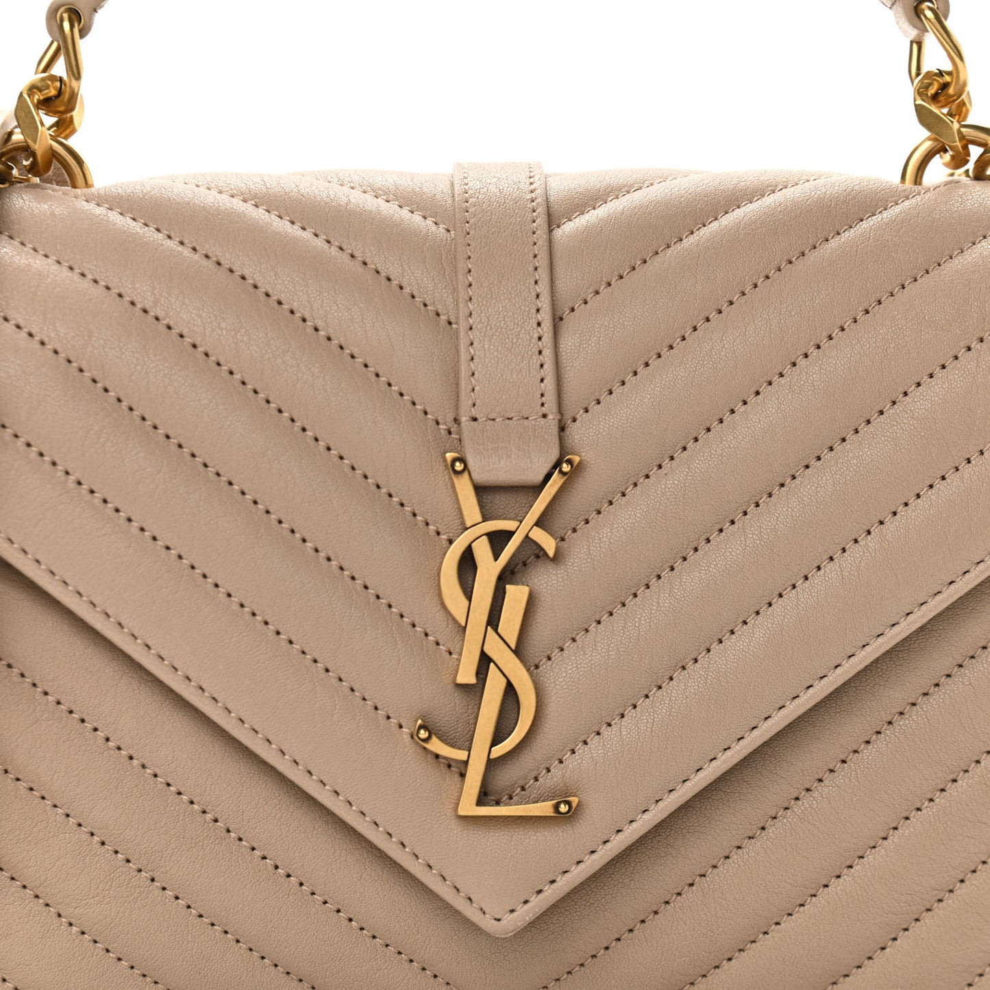 Sheepskin Matelasse Chevron Monogram Medium College Bag Dark Beige