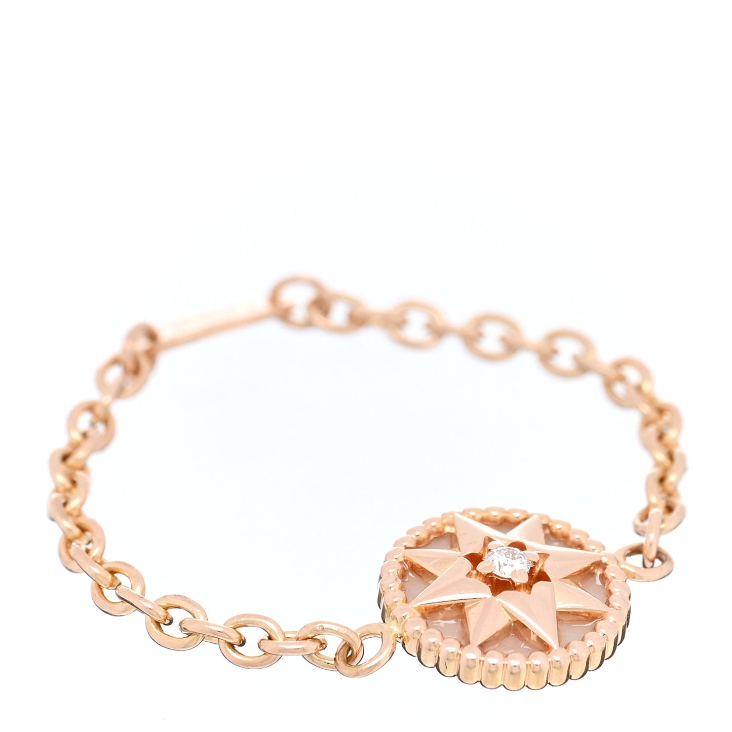 18K Rose Gold Diamond Pink Opal Rose Des Vents Ring 53 6.25