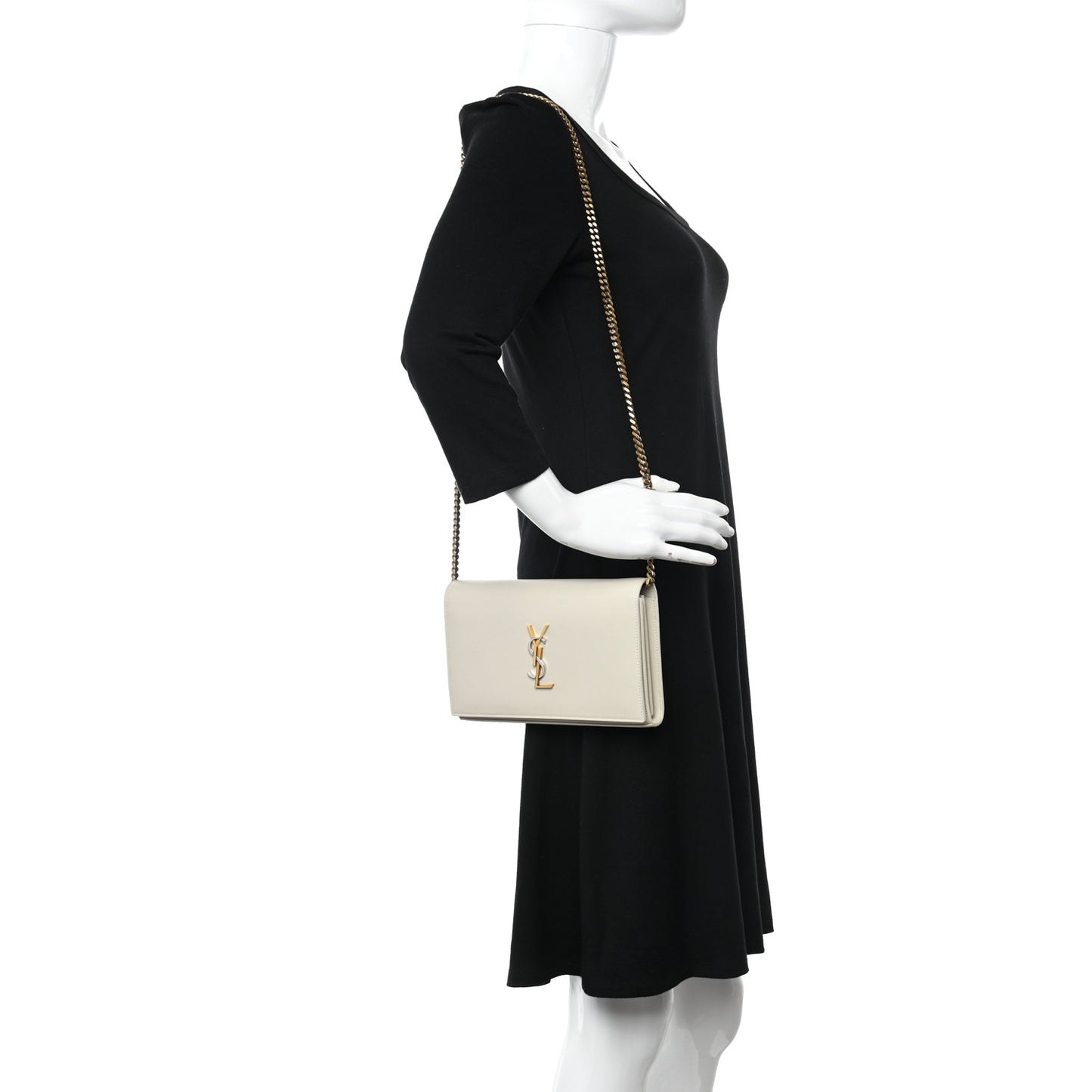Smooth Calfskin Tri-Metal Cassandre Wallet On Chain WOC Crema Soft
