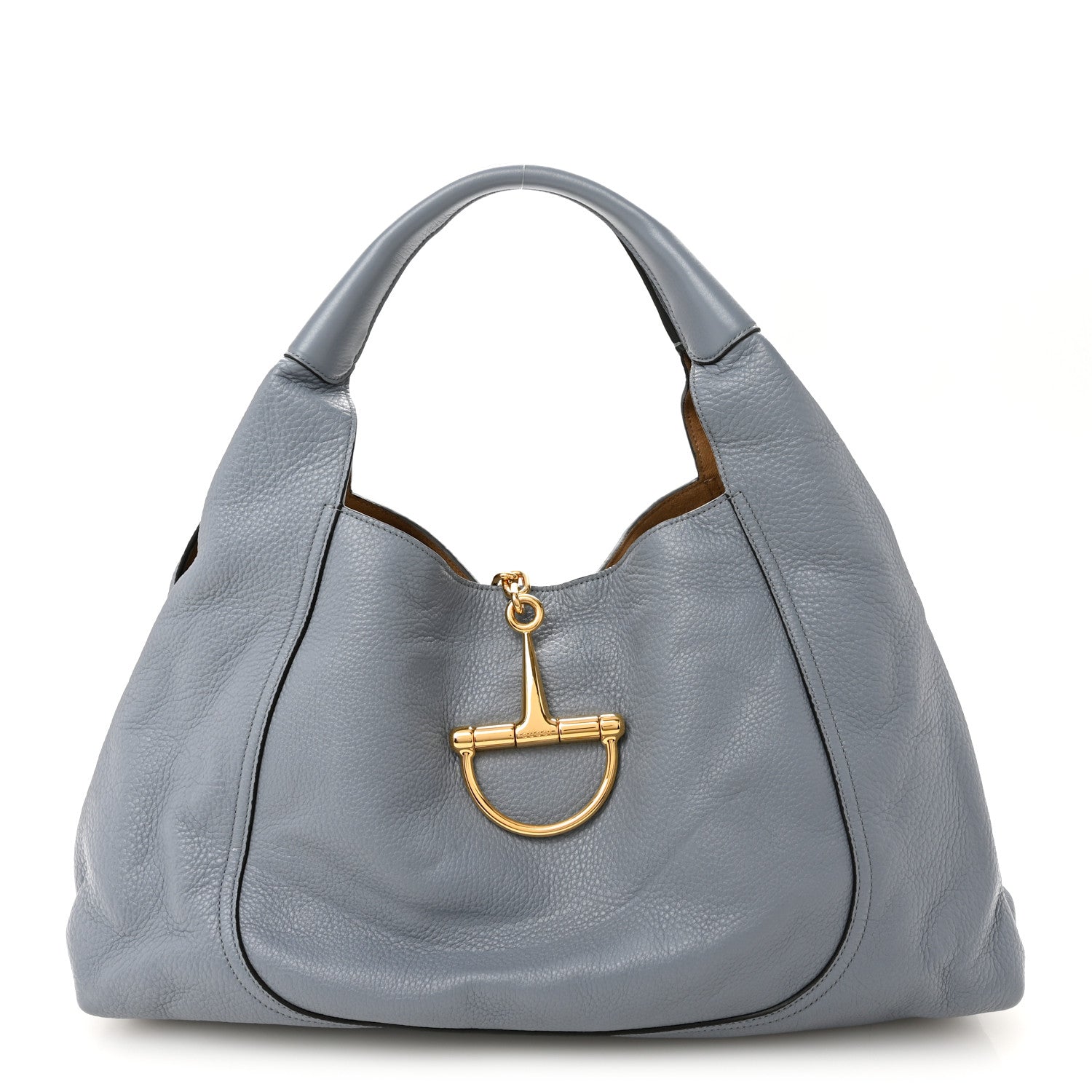 Gucci Grained Calfskin Softbit Maxi Shoulder Bag Dusty Blue 1 of 14