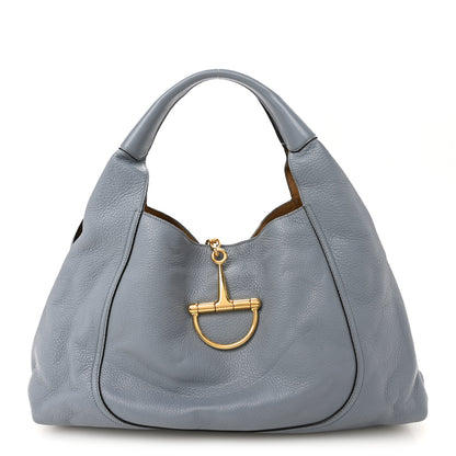 Gucci Grained Calfskin Softbit Maxi Shoulder Bag Dusty Blue 1 of 14
