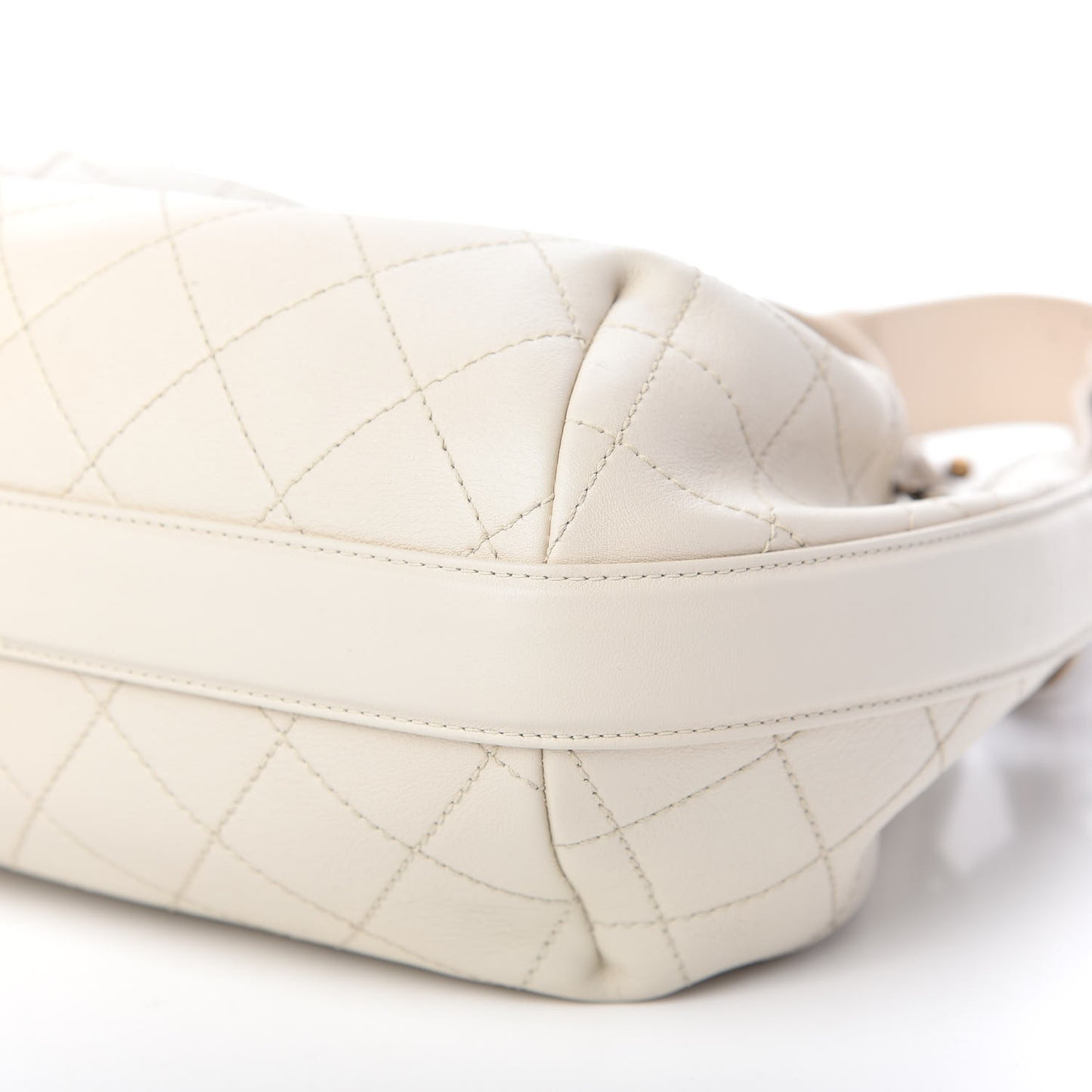 Calfskin Stitched Medium Drawstring CC Bag Ivory