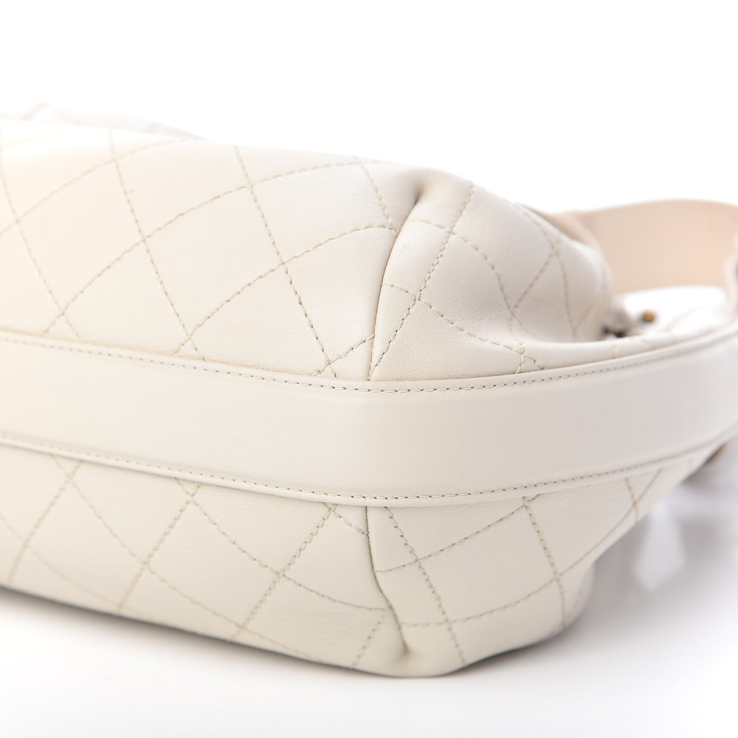 Chanel Calfskin Stitched Medium Drawstring CC Bag Ivory 9 of 9