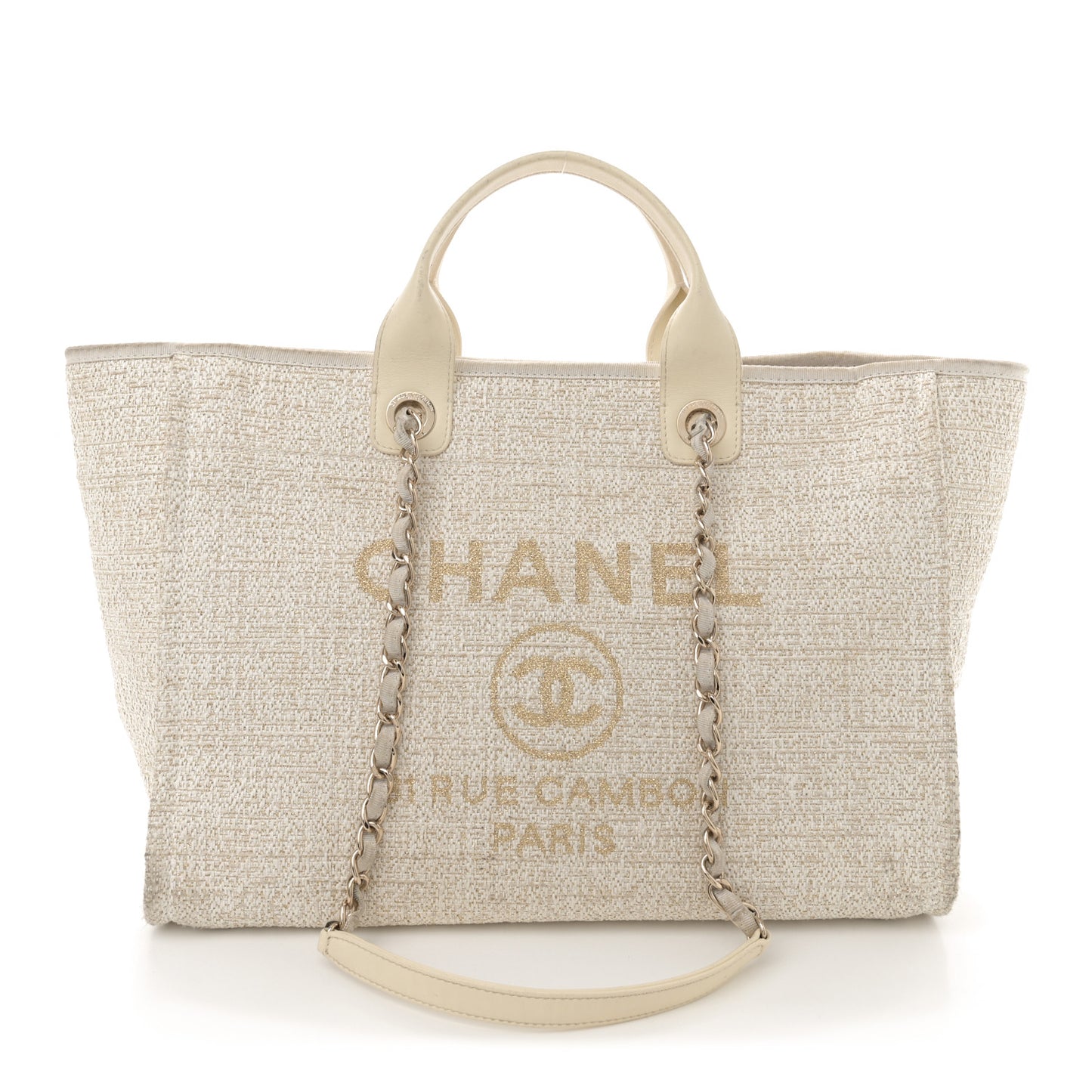 Lurex Boucle Medium Deauville Tote White