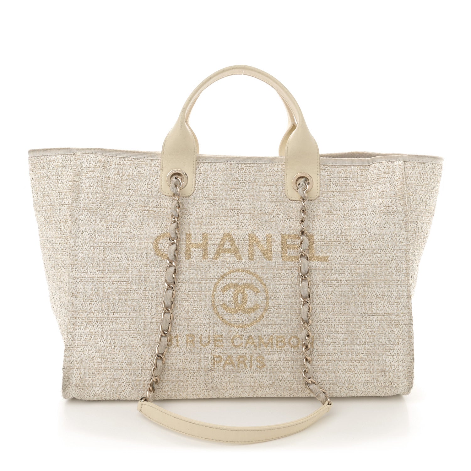 Chanel Lurex Boucle Medium Deauville Tote White 1 of 15