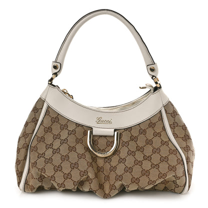 Gucci Monogram Medium D Gold Ring Hobo White 1 of 13
