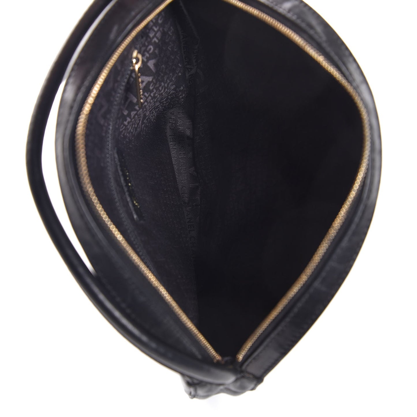 Lambskin Square Quilted Round Shoulder Bag Black