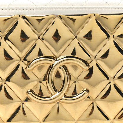 Chanel Lambskin Quilted Golden Plate Vanity Case White Gold 8 of 10