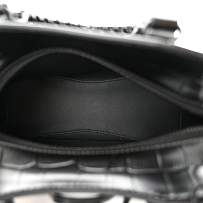Balenciaga Semi Shiny Calfskin Crocodile Embossed Neo Classic Black Hardware Mini City Black 4 of 9