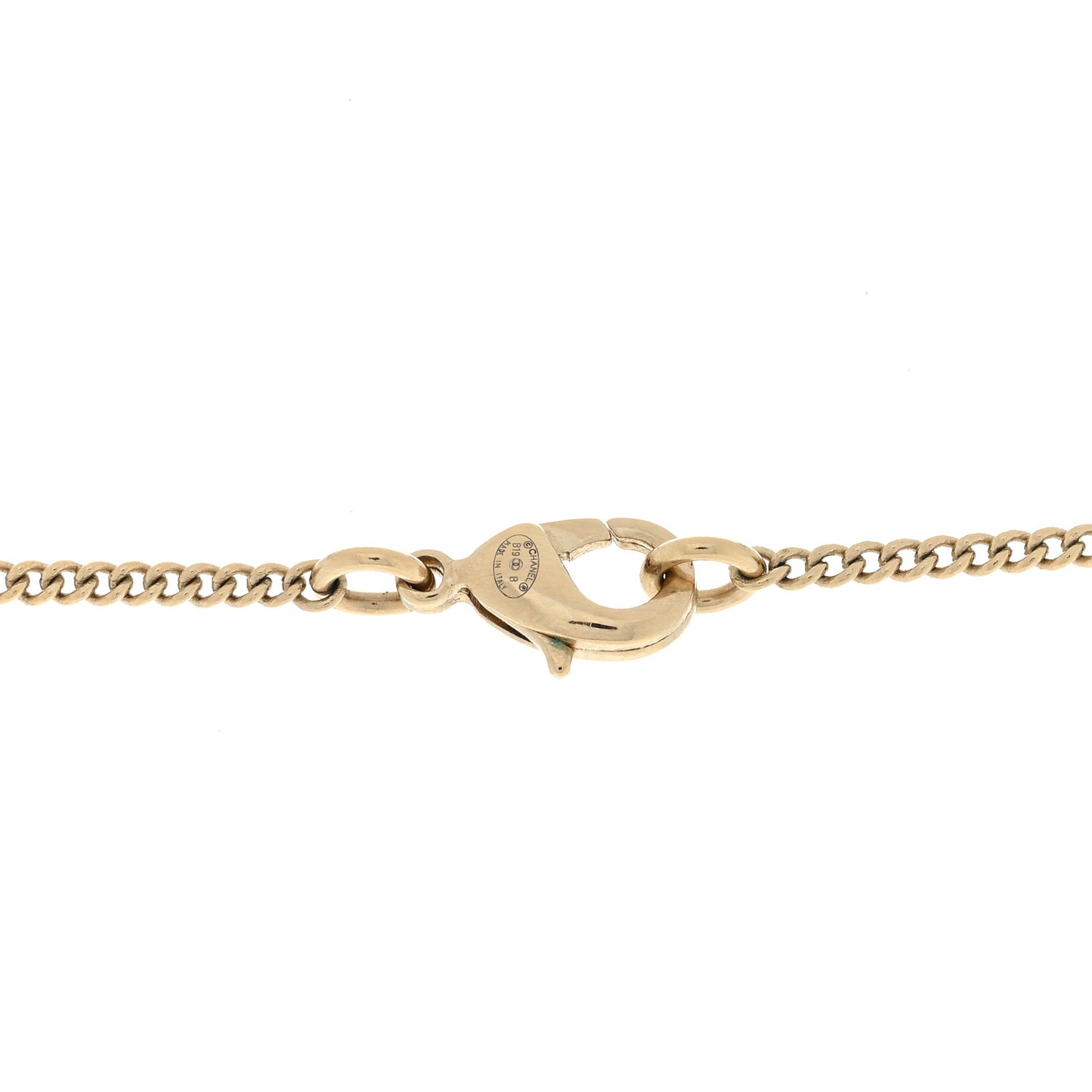 Crystal Pearl CC Chain Necklace Gold Black