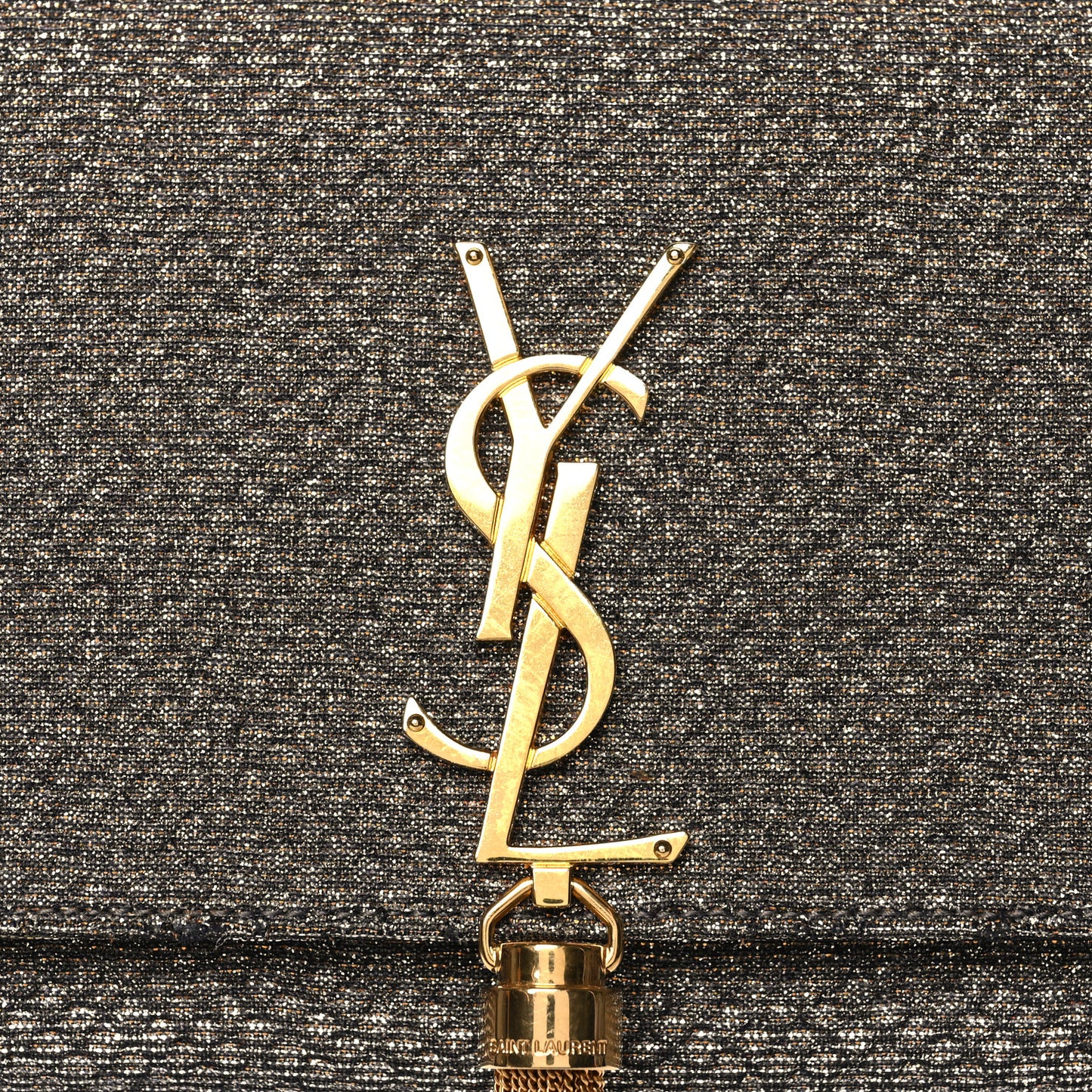 Metallic Canvas Woven Classic Monogram Kate Tassel Clutch Ciad Argento