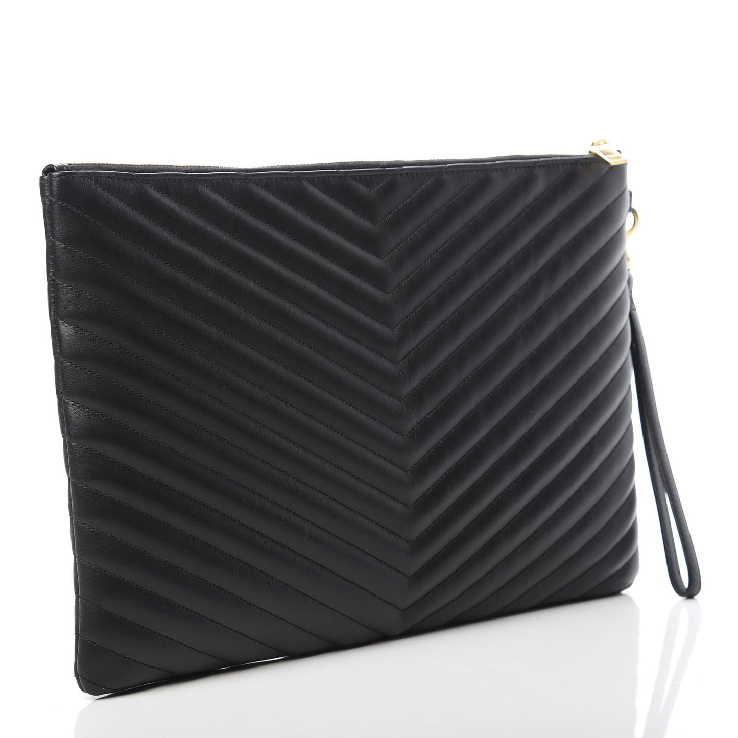 Calfskin Matelasse Chevron Monogram Document Holder Black