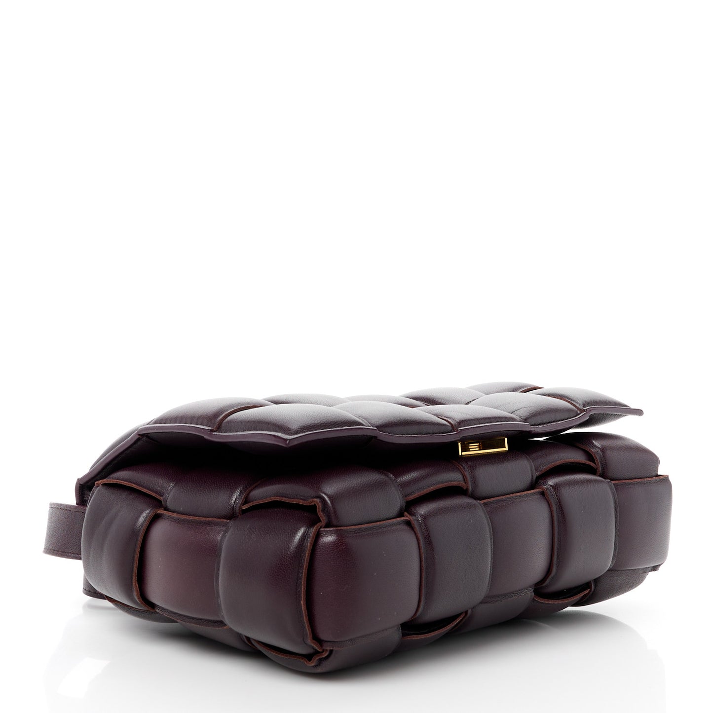 Nappa Maxi Intreccio Padded Cassette Crossbody Bag Grape