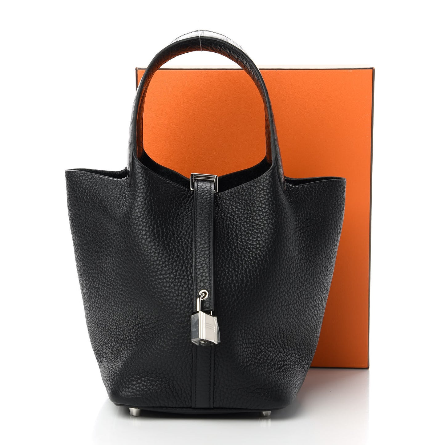 Taurillon Clemence Matte Alligator Picotin Lock Touch 18 PM Black