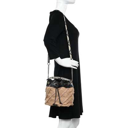 Jimmy Choo Raffia Fringe Snakeskin Juno Bucket Bag Black 2 of 9
