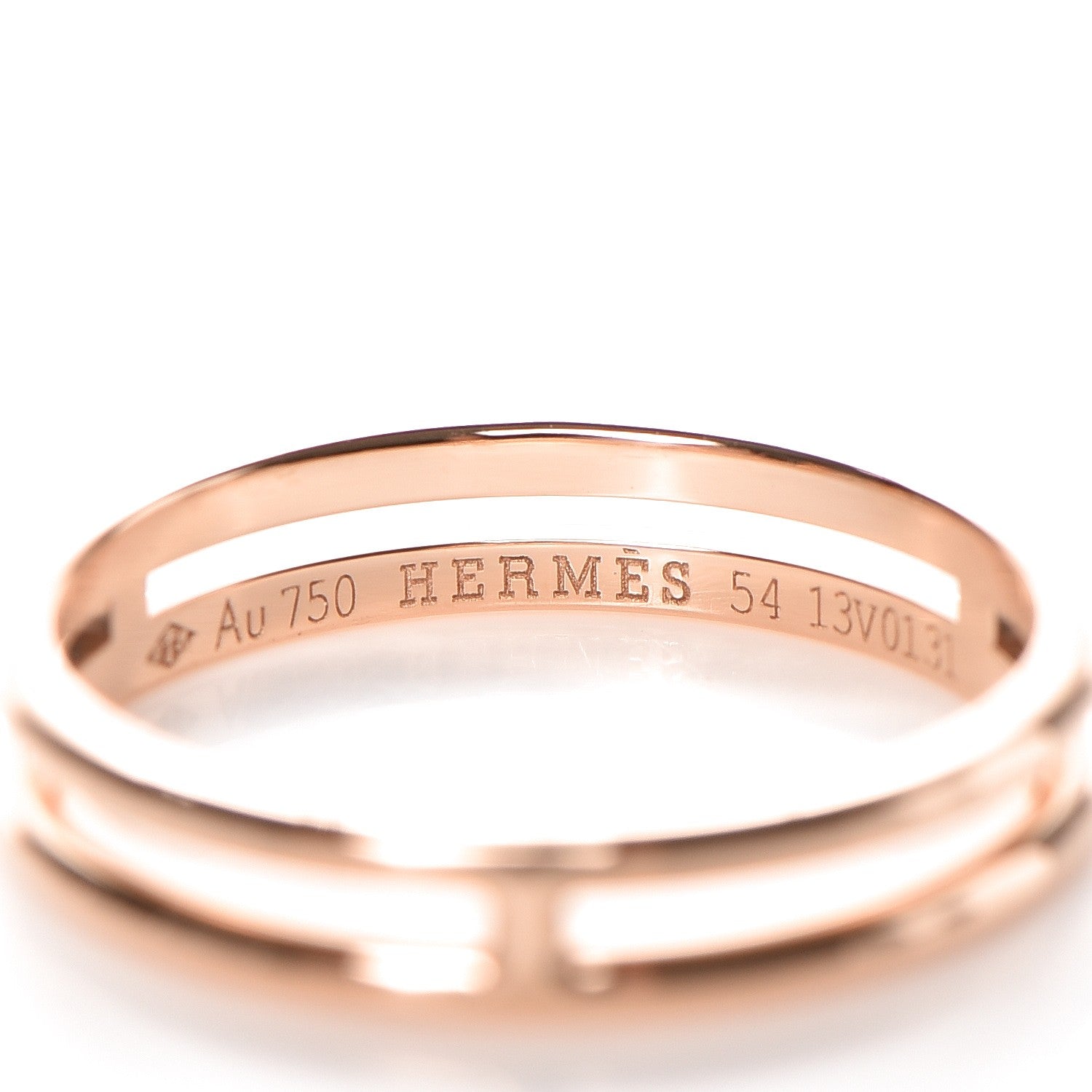 Hermes 18K Rose Gold Ariane Wedding Band Ring 54 7 3 of 5