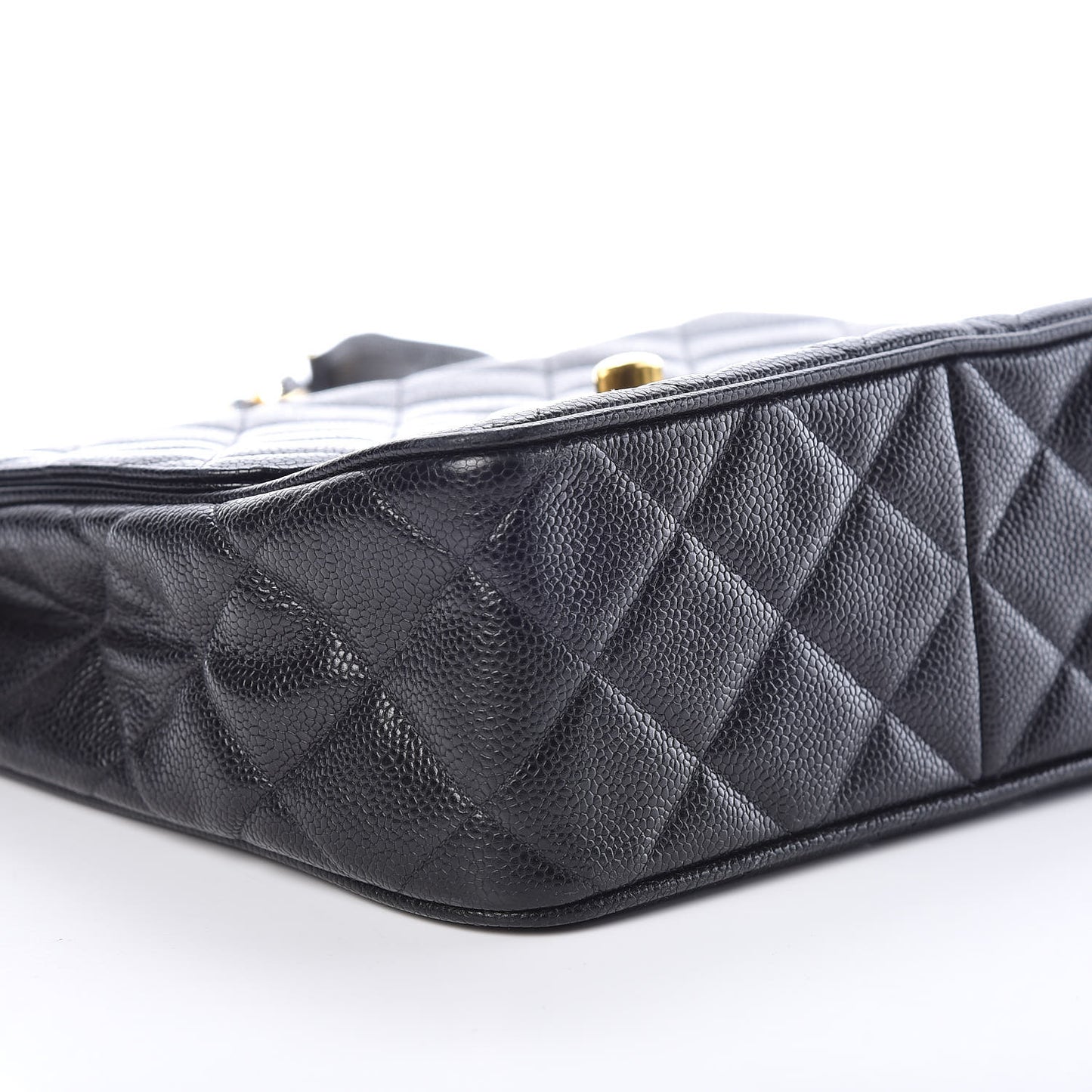 Caviar Quilted Medium Flap Shoulder Bag Black