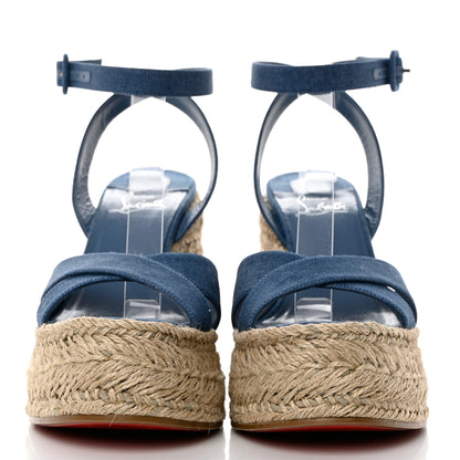 Christian Louboutin Denim Mariza Zeppa 130 Wedge Sandals 40 Blue 2 of 8