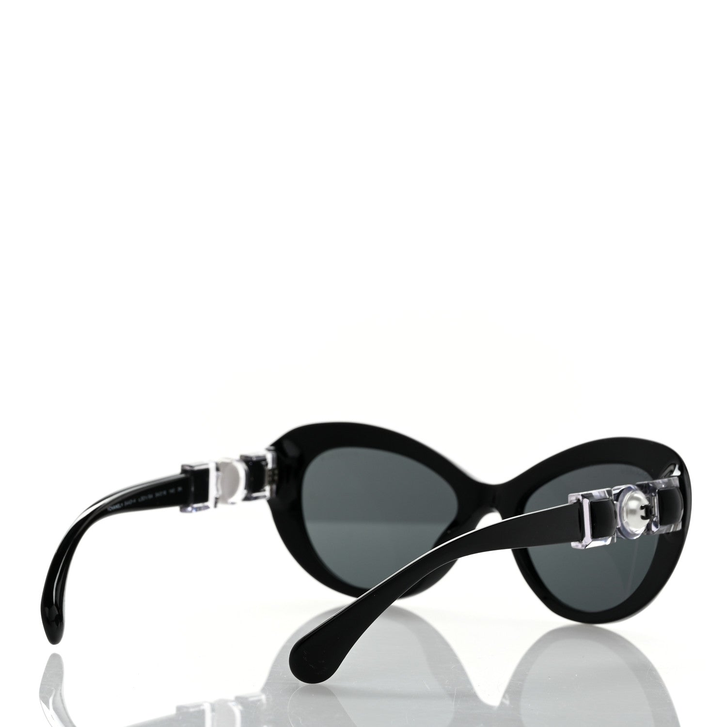 Chanel Acetate Glass Pearls Cat Eye Sunglasses 5443-H Black 4 of 8