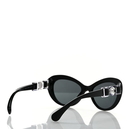 Chanel Acetate Glass Pearls Cat Eye Sunglasses 5443-H Black 4 of 8