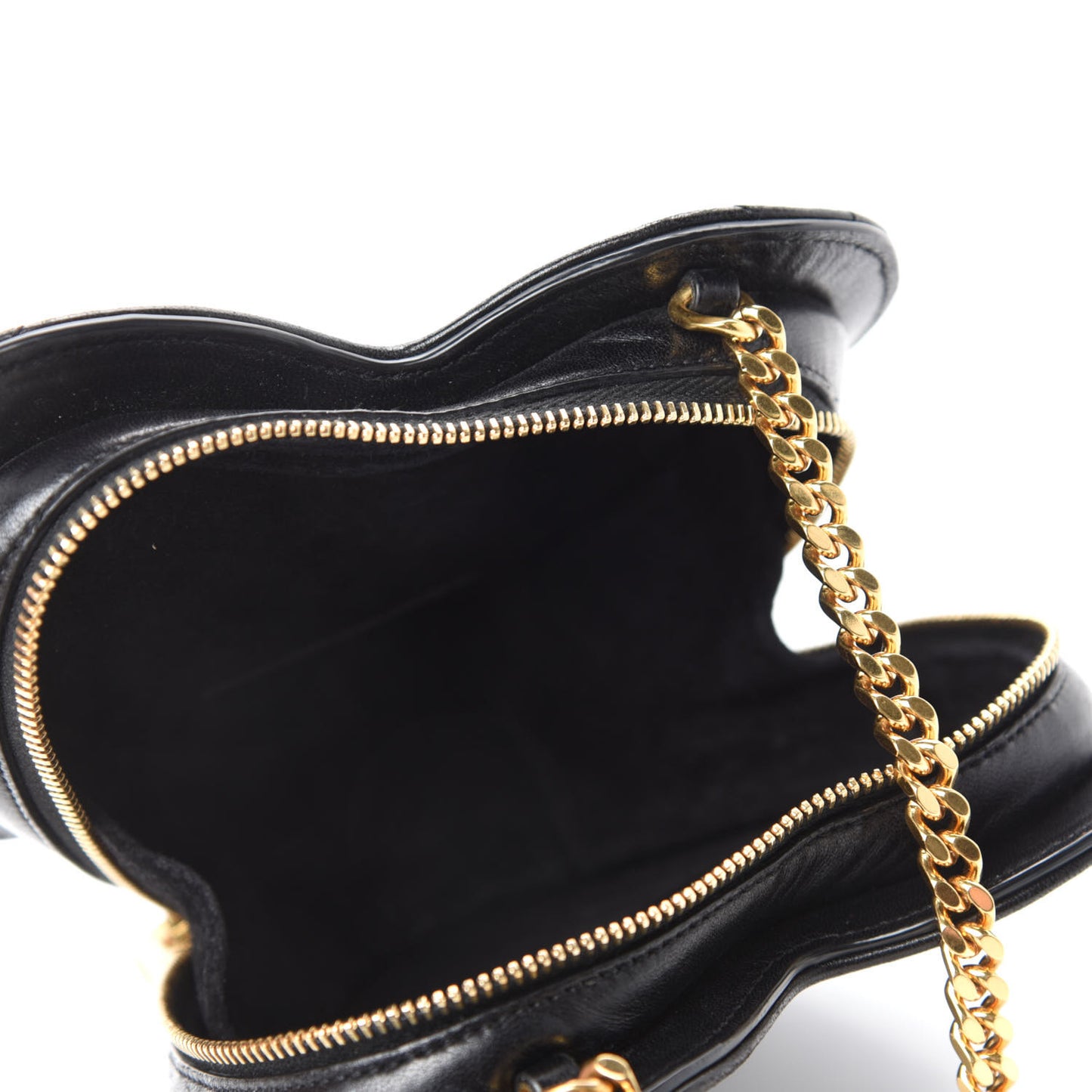 Lambskin Matelasse Chevron Monogram Small Love Heart Chain Bag Black
