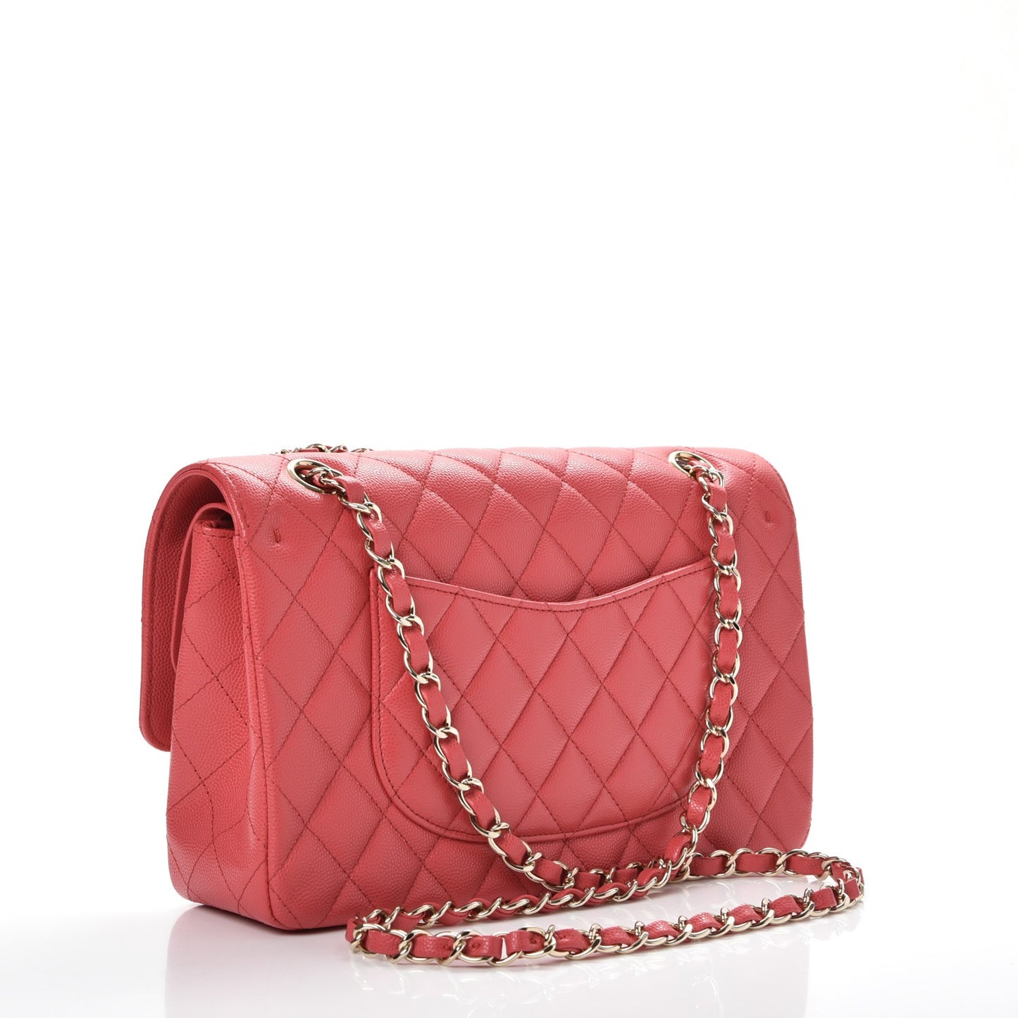 Caviar Quilted Medium Double Flap Dark Pink