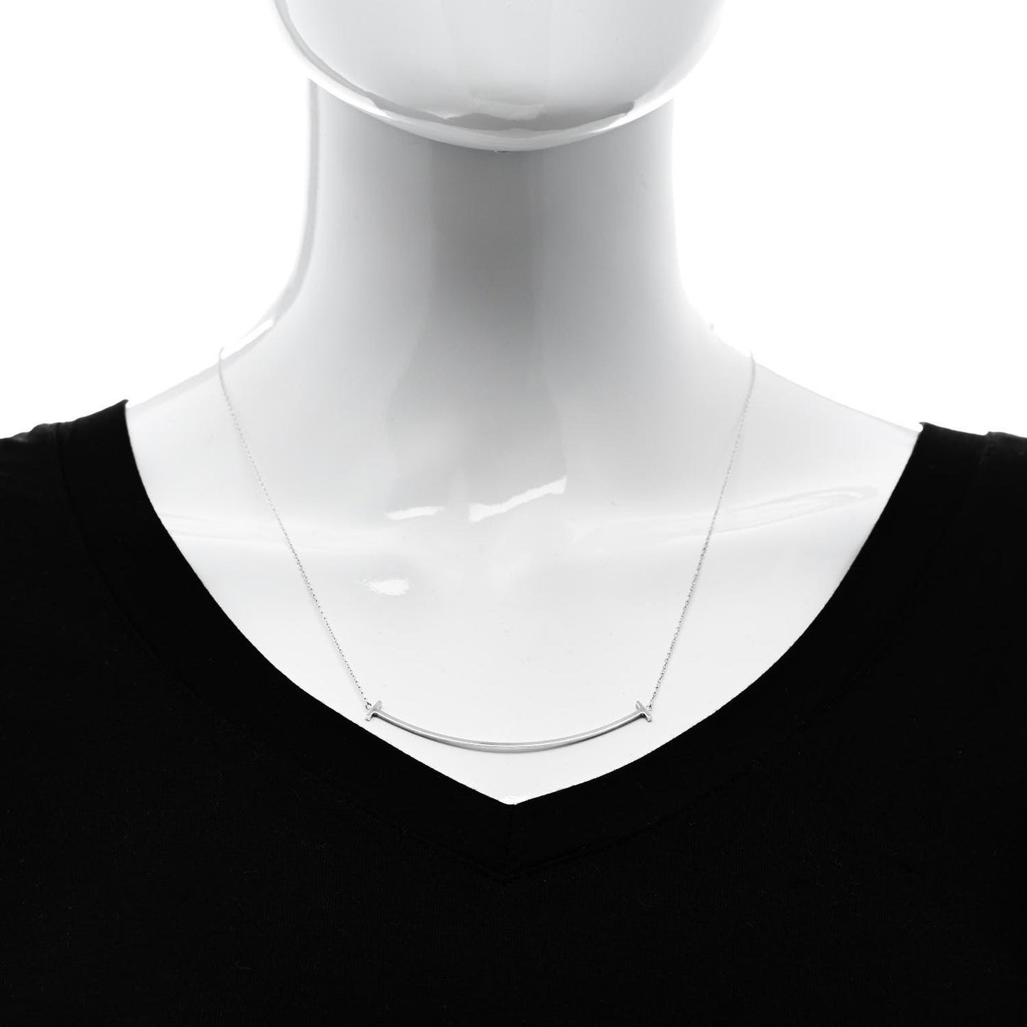 Sterling Silver Large T Smile Pendant Necklace