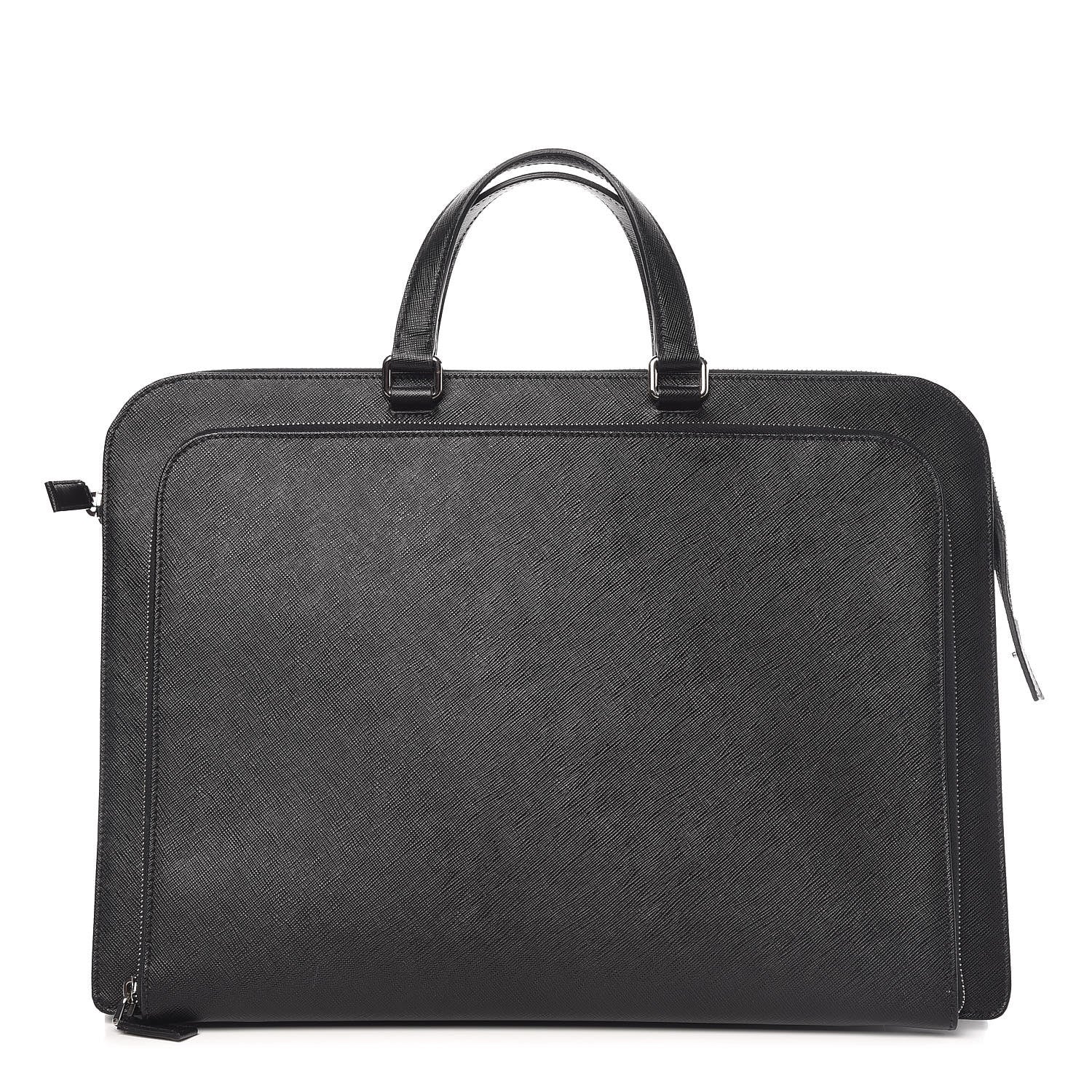 Prada Saffiano Travel Briefcase Black 4 of 16