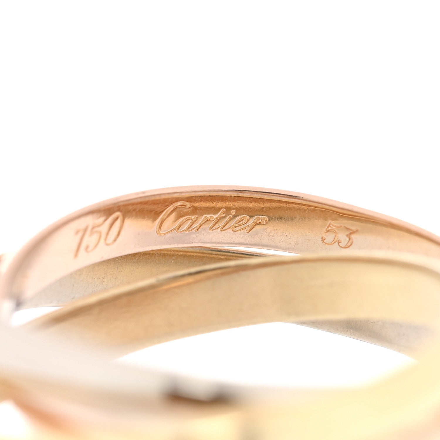 Cartier 18K Pink Yellow White Gold Small Trinity Ring 53 6.25 4 of 4