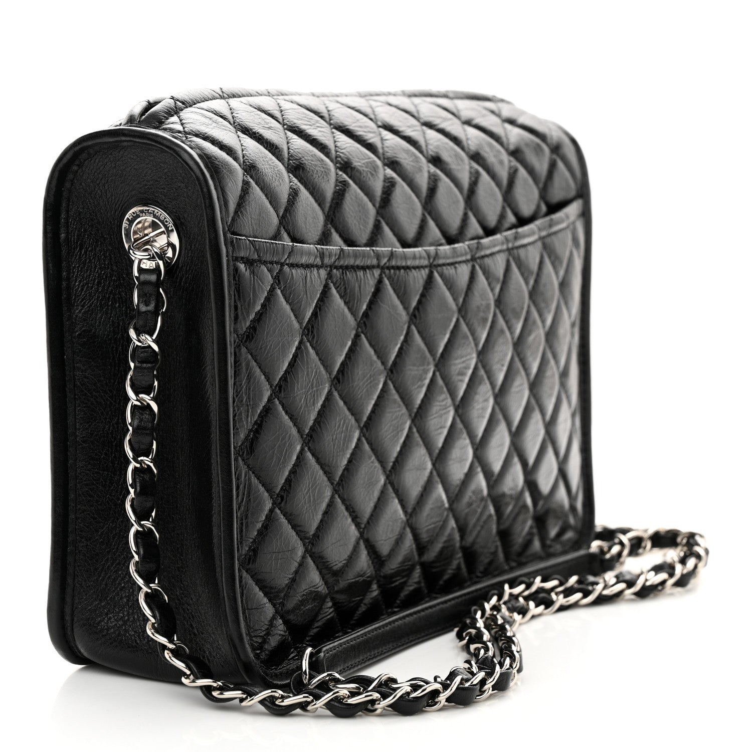 Chanel Aged Calfskin Quilted Large Working Vibe Camera Case Black 3 of 10