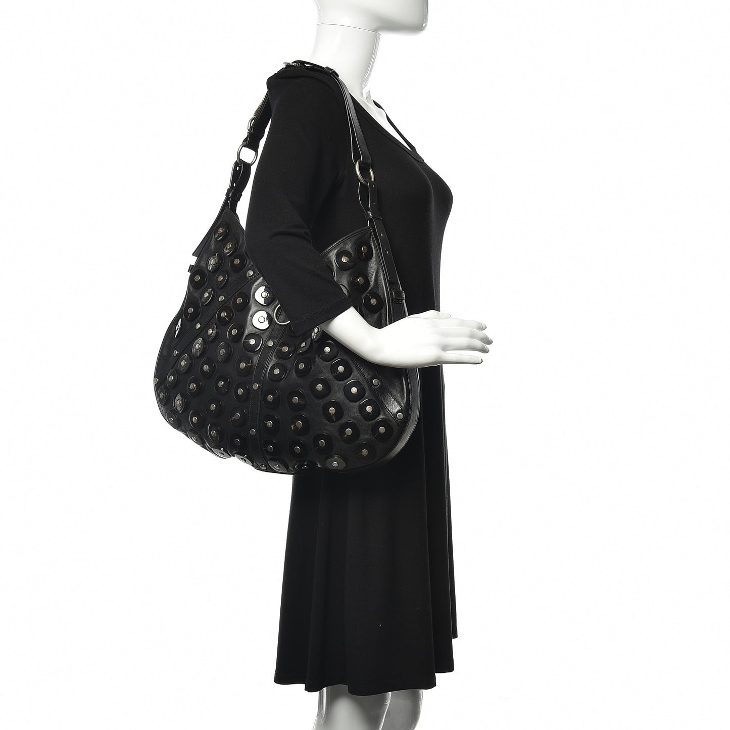 Calfskin Large Jewel Hobo Black