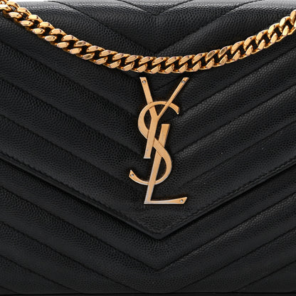 Saint Laurent Grain De Poudre Matelasse Chevron Monogram Chain Wallet Black 8 of 12