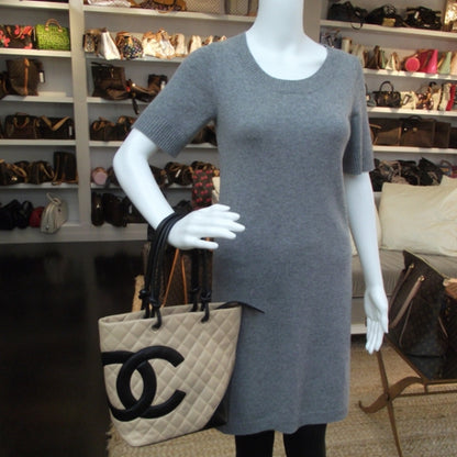 Chanel Calfskin Quilted Medium Cambon Tote Beige Black 2 of 11