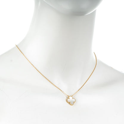 Van Cleef & Arpels 18K Yellow Gold Mother of Pearl Vintage Alhambra Pendant Necklace 2 of 5