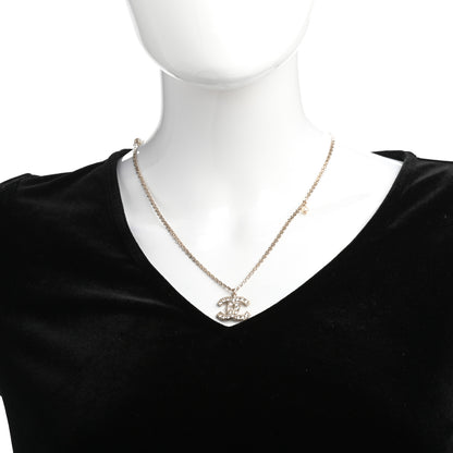 Chanel Pearl Crystal CC Pendant Necklace Gold 2 of 5