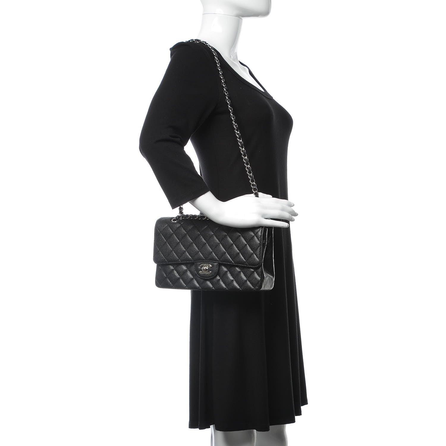 Chanel Caviar Quilted Medium Double Flap Black 2 of 9