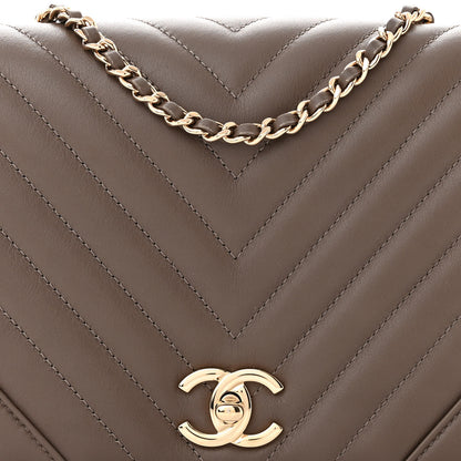 Chanel Calfskin Chevron Quilted Medium Statement Flap Khaki 8 of 11