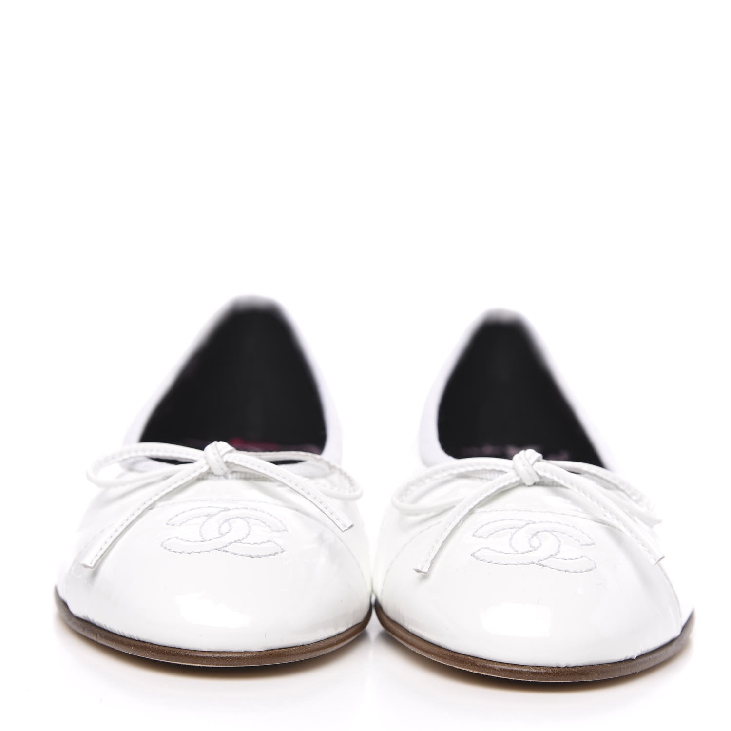 Chanel Shiny Crumpled Lambskin CC Cap Toe Ballerina Flats 36.5 White 2 of 9