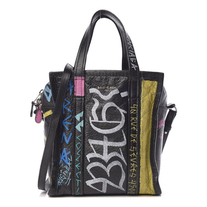 Balenciaga Agneau Arena Graffiti All Over XS Bazar Shopper Tote Black Multicolor 1 of 10