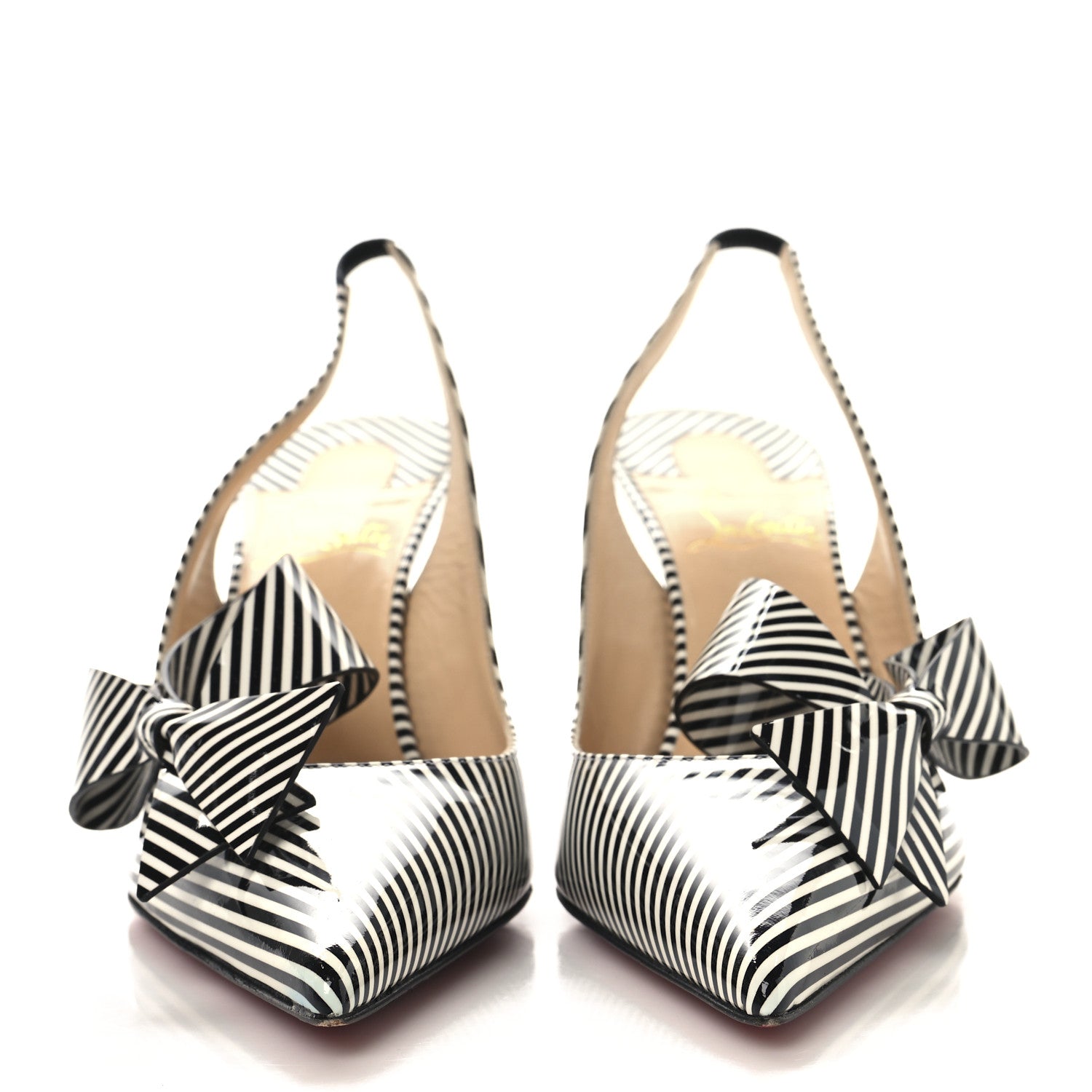 Christian Louboutin Patent Stripes Clare Nodo 80 Pumps 40 Jeans White 3 of 8