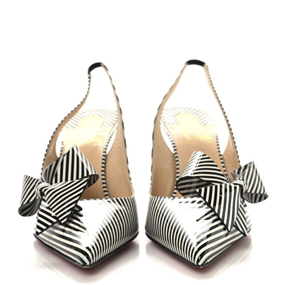 Christian Louboutin Patent Stripes Clare Nodo 80 Pumps 40 Jeans White 3 of 8