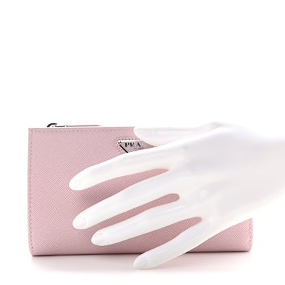 Prada Saffiano Triangle Continental Zip Wallet Alabastro 2 of 7