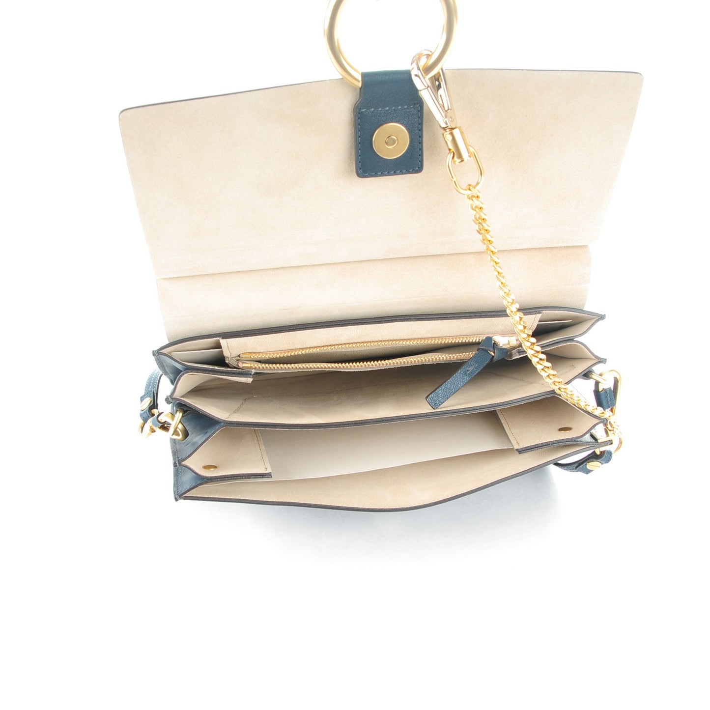 Calfskin Medium Faye Shoulder Bag Denim Blue