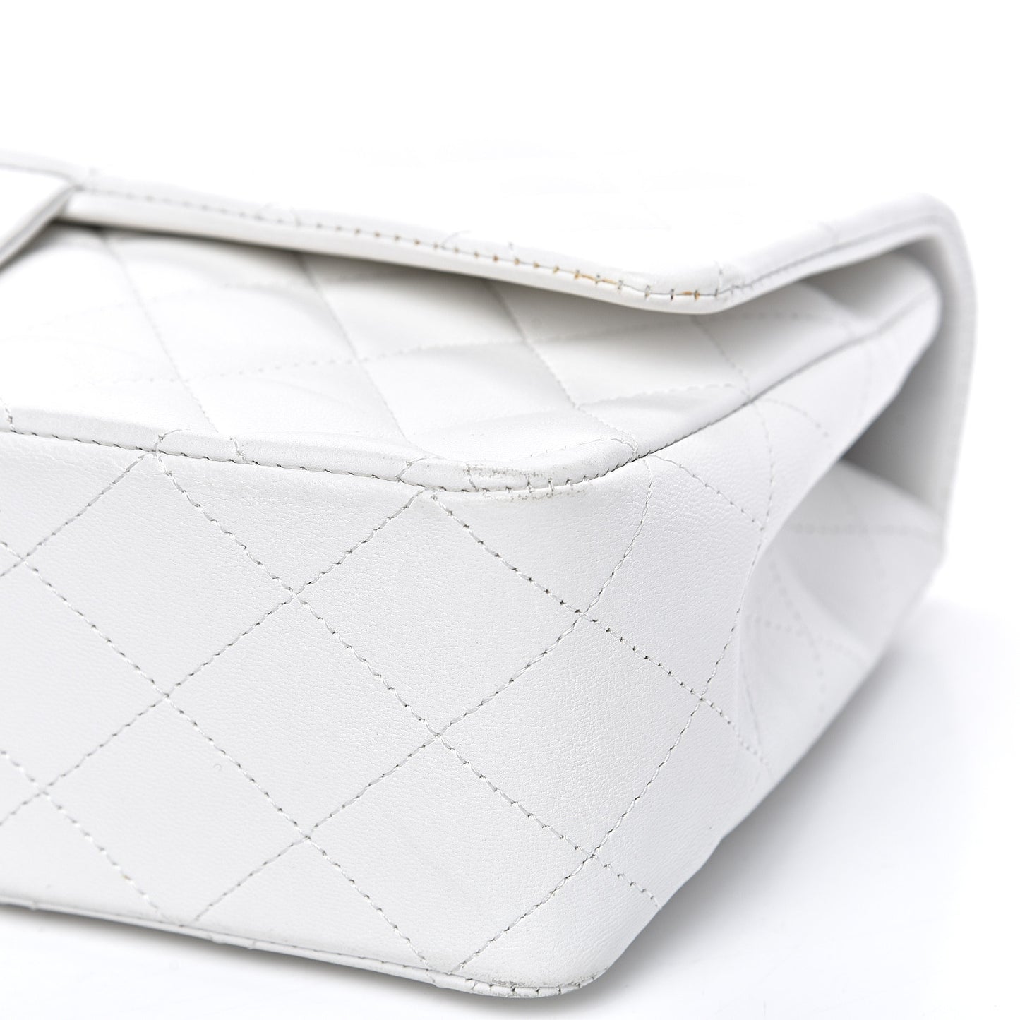 Lambskin Quilted Medium Single Flap White